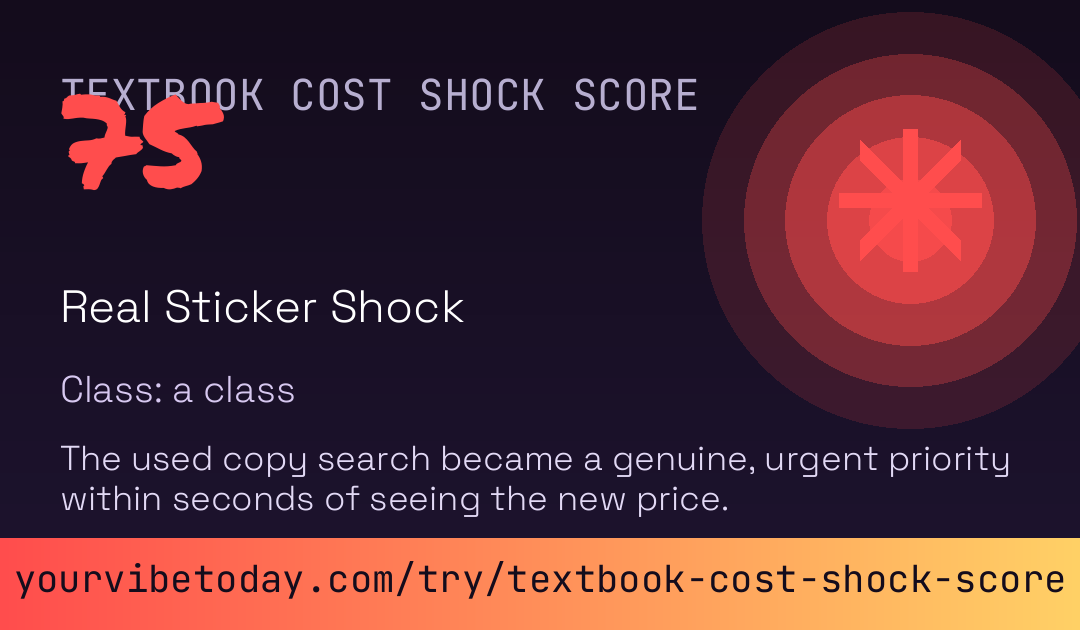 Textbook Cost Shock Score card