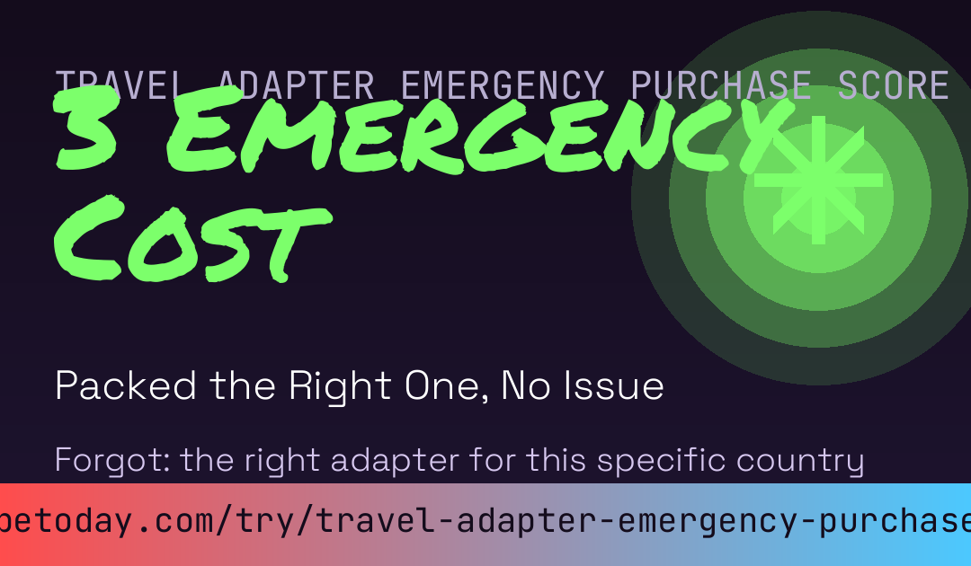 Travel Adapter Emergency Purchase Score card preview