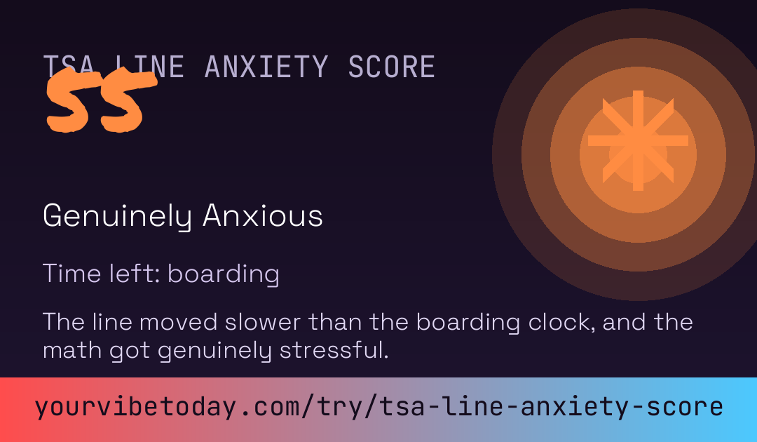 TSA Line Anxiety Score card