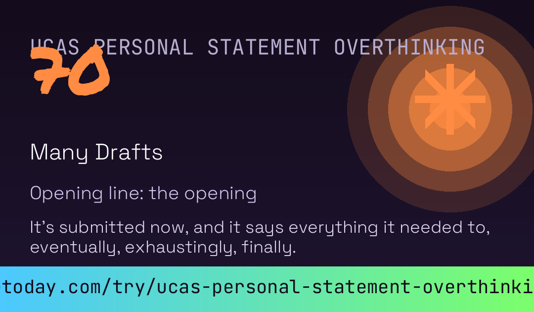 UCAS Personal Statement Overthinking Score card preview