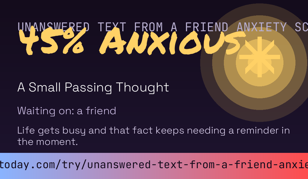 Unanswered Text From A Friend Anxiety Score card