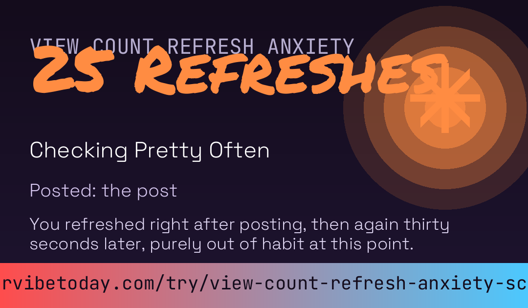 View Count Refresh Anxiety Score card