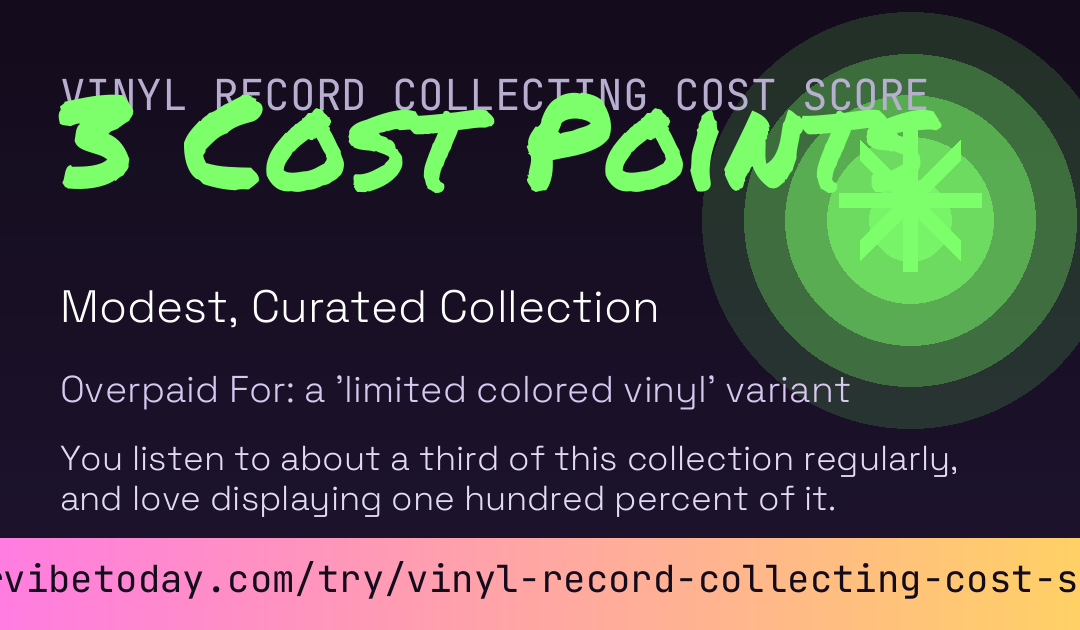 Vinyl Record Collecting Cost Score card