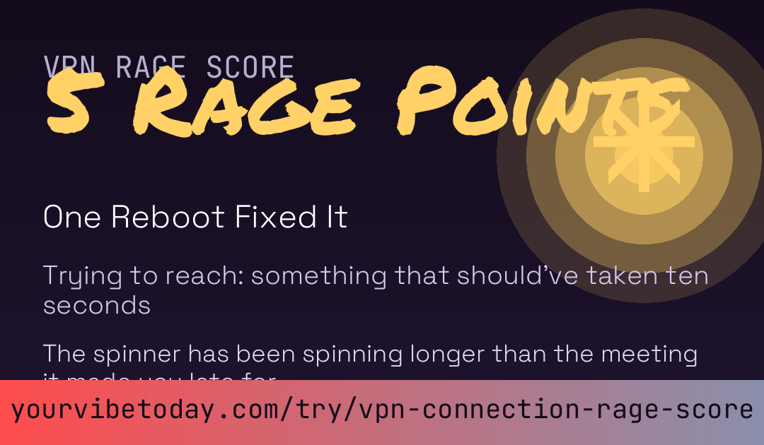 VPN Connection Rage Score card