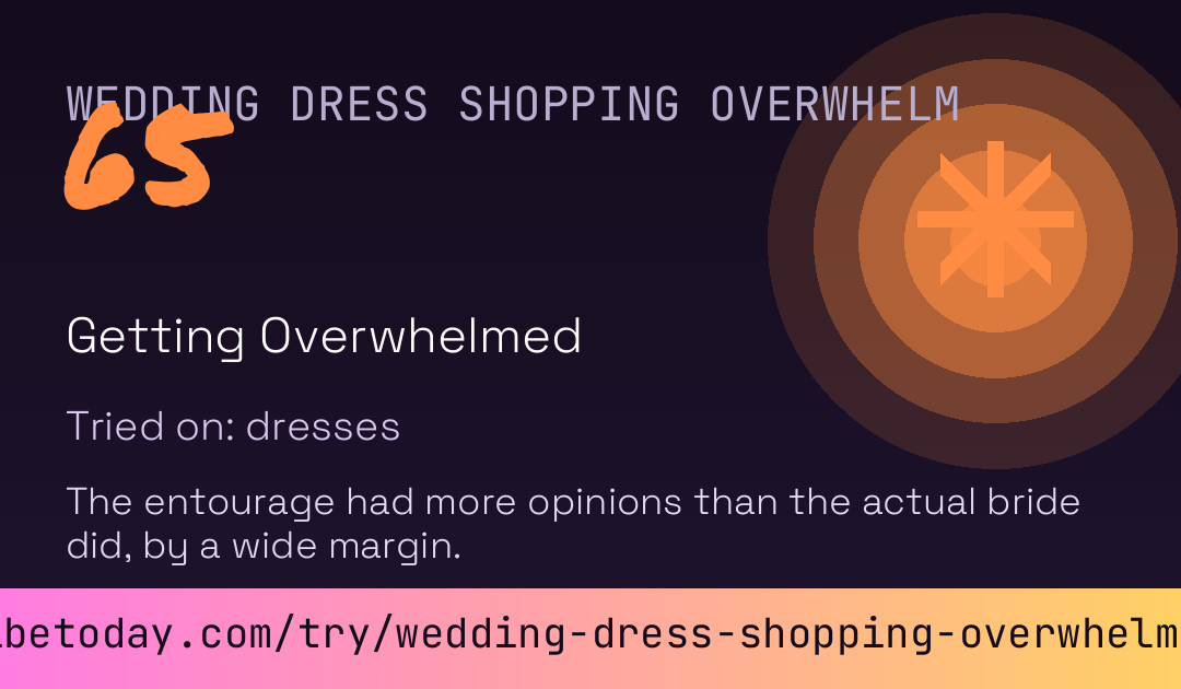 Wedding Dress Shopping Overwhelm Score card