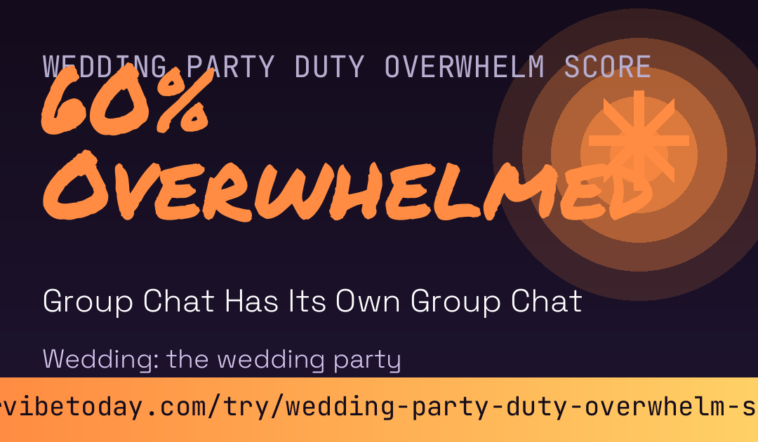 Wedding Party Duty Overwhelm Score card