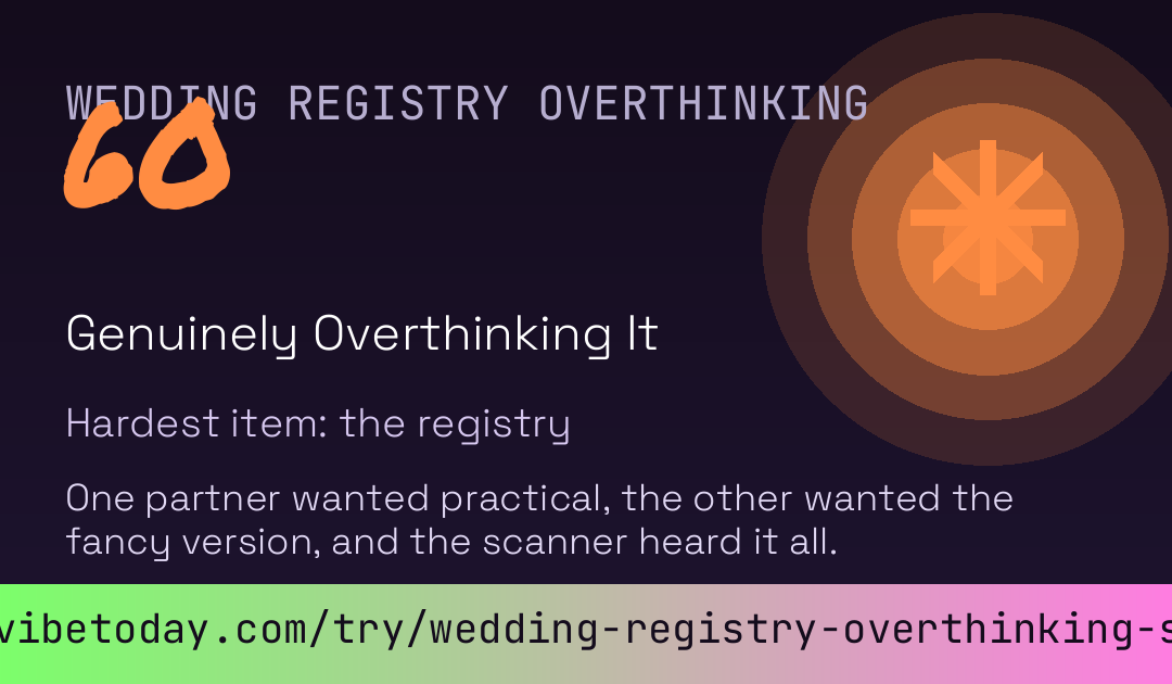 Wedding Registry Overthinking Score card