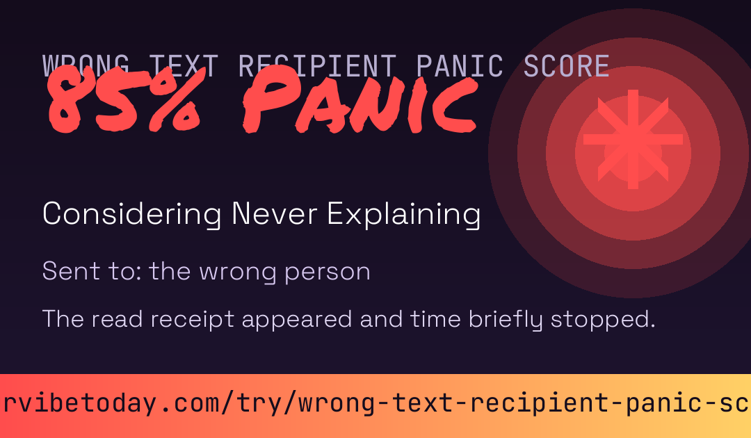 Wrong Text Recipient Panic Score card preview