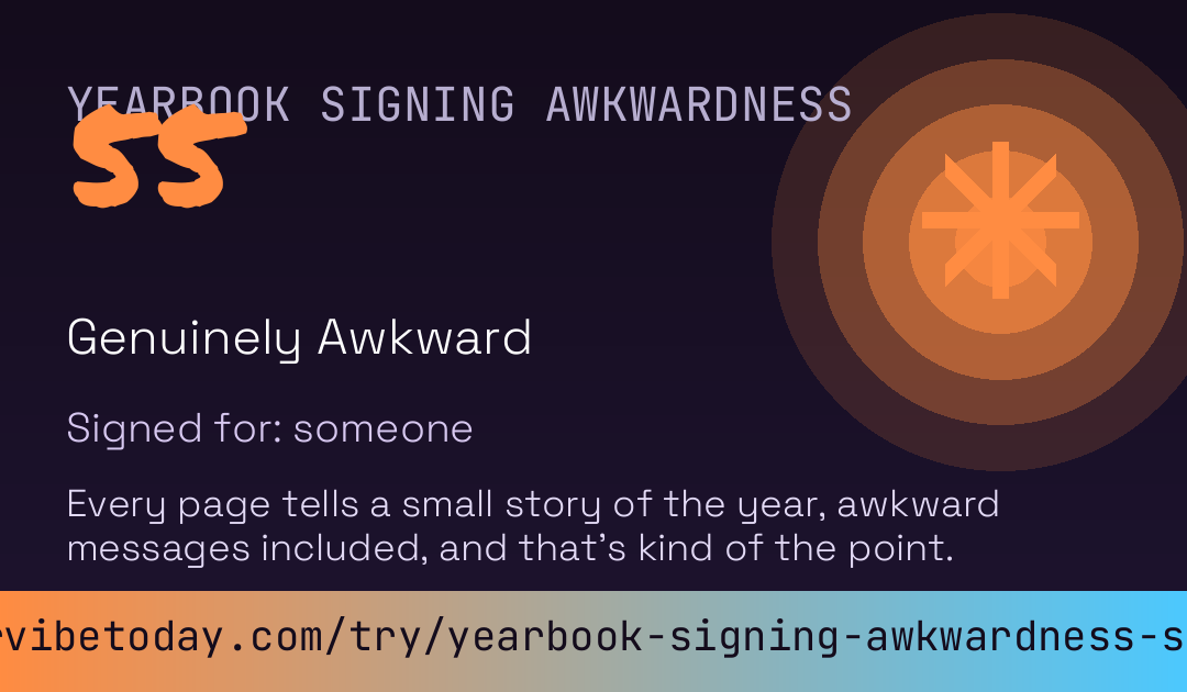 Yearbook Signing Awkwardness Score card preview