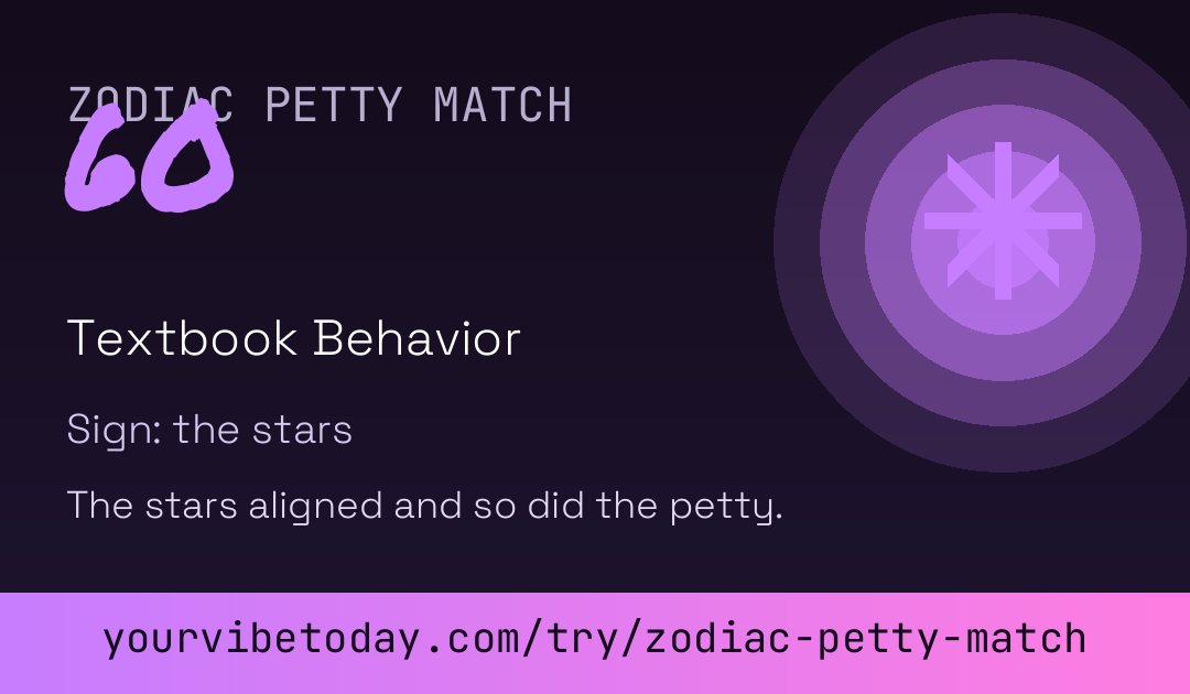 Zodiac Petty Match card